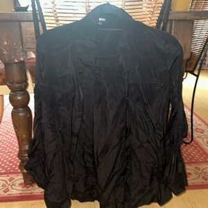 Express Black button-down blouse with two front flap pockets